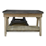 Industrial console table in fir and metal 1930