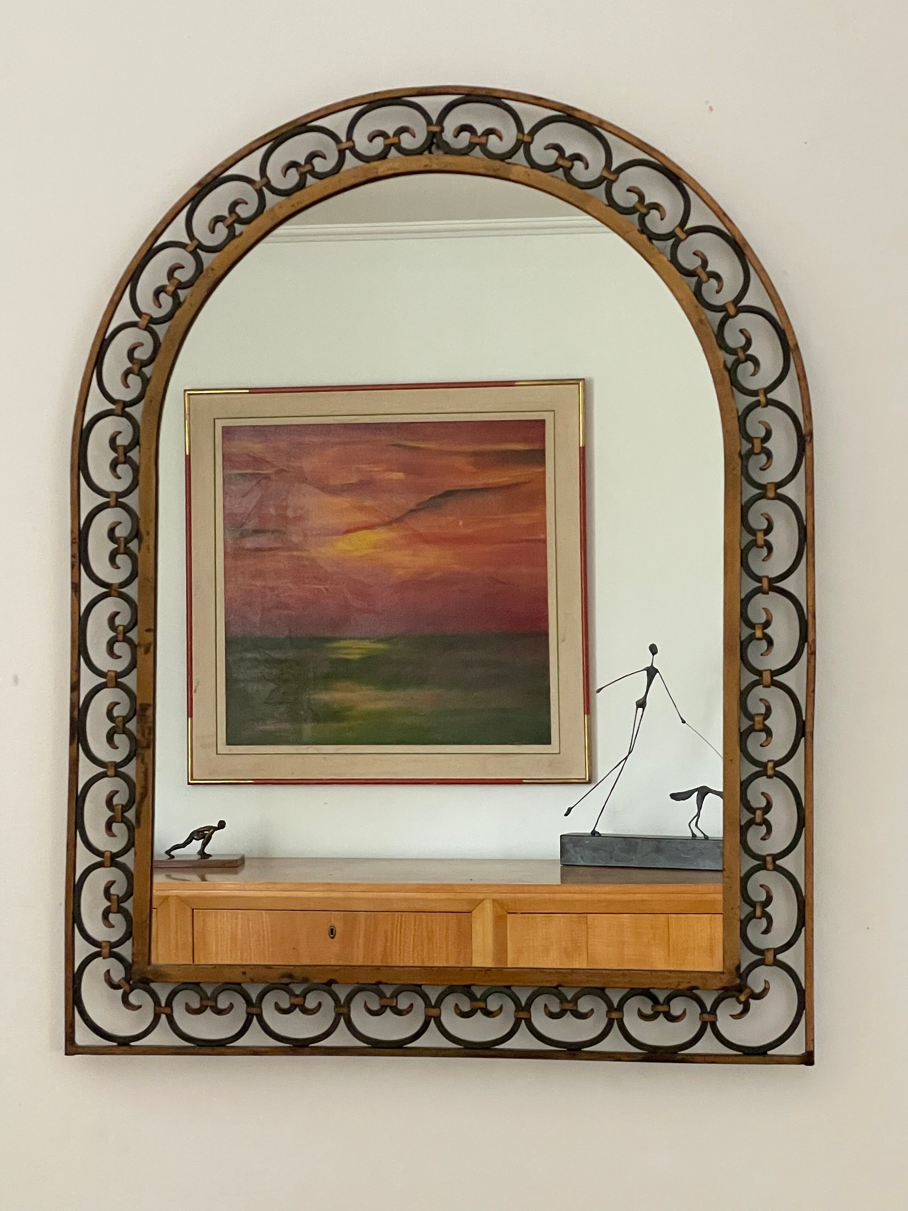 Art deco wrought iron mirror