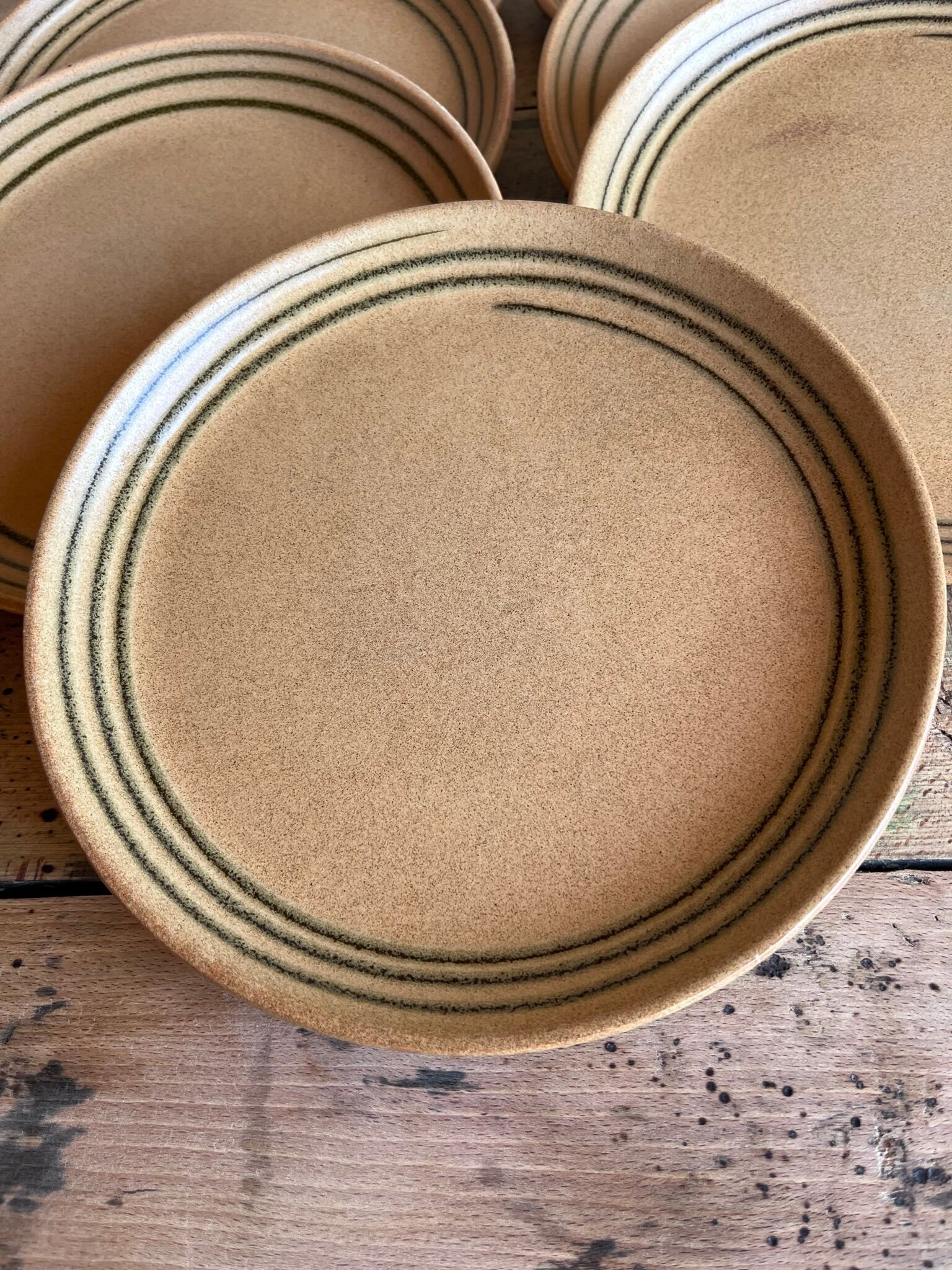 Set of 7 flat sandstone plates Sarreguemines