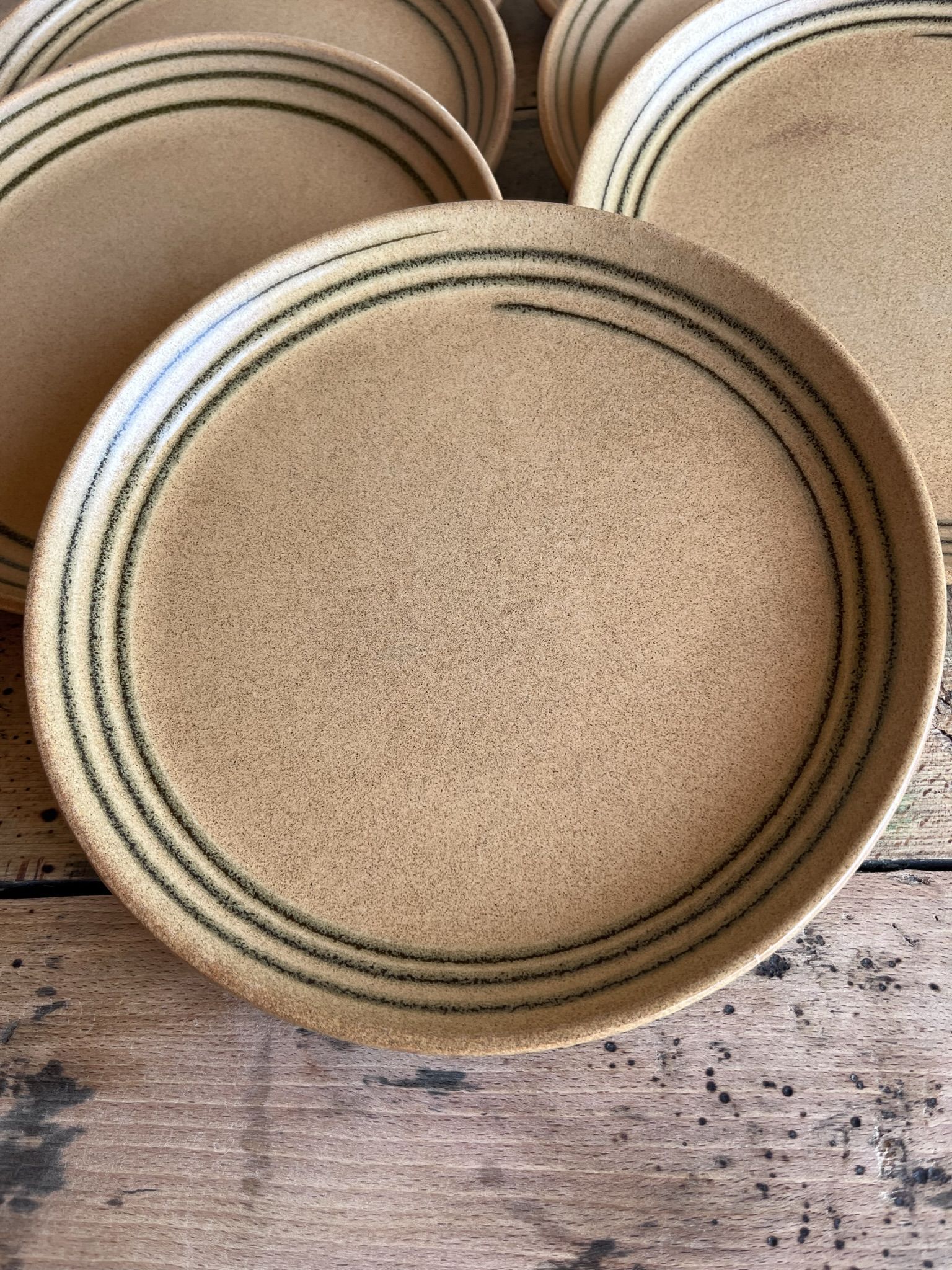 Set of 7 flat sandstone plates Sarreguemines