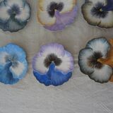 Dessert service 1 main course & 6 plates shape flowers Vallauris signed Guillot