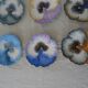 Dessert service 1 main course & 6 plates shape flowers Vallauris signed Guillot