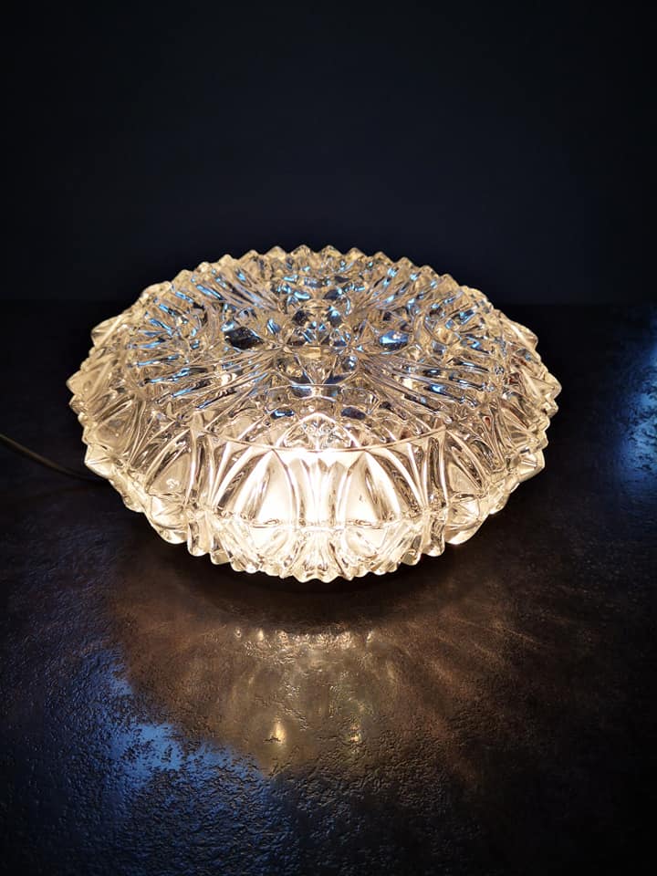 Old ceiling lamp vintage glass wall lamp 1960/70