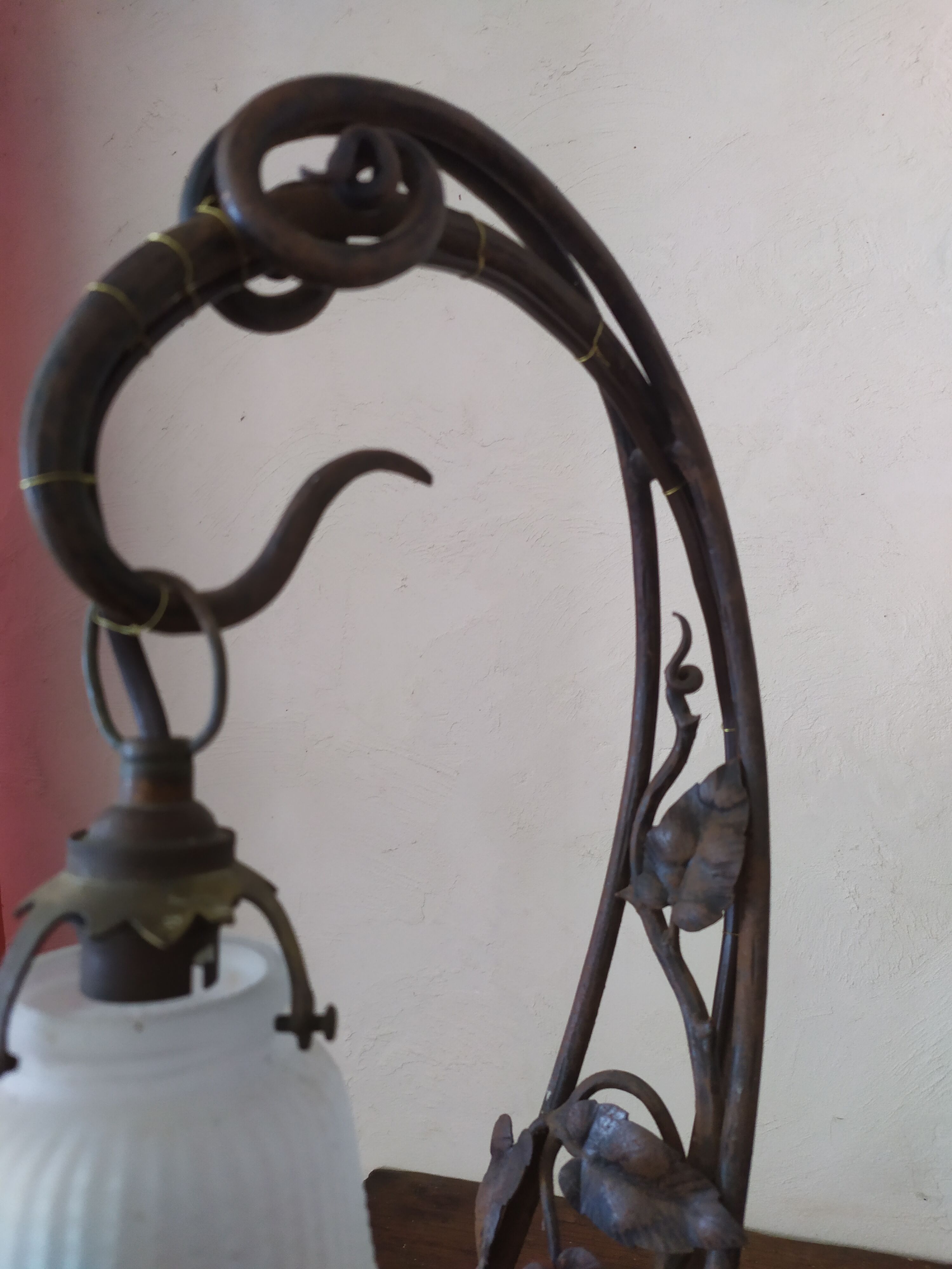 Art Nouveau wrought iron lamp