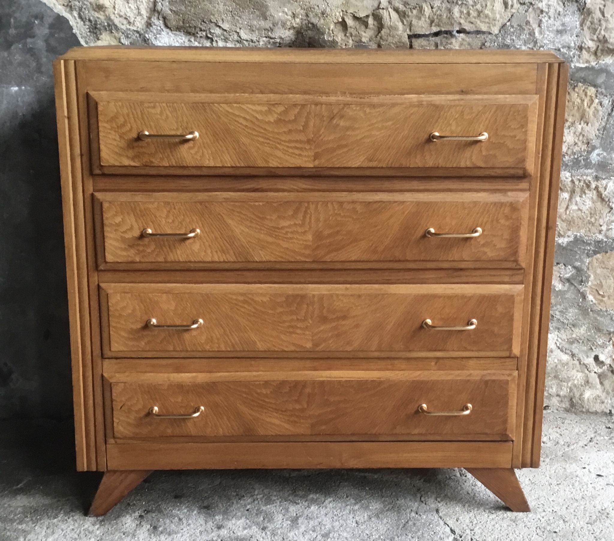 Commode vintage à pieds compas 4 tiroirs  1960