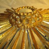 Mirror Sun bomb said "witch" 78 cm wood Golden early 20th