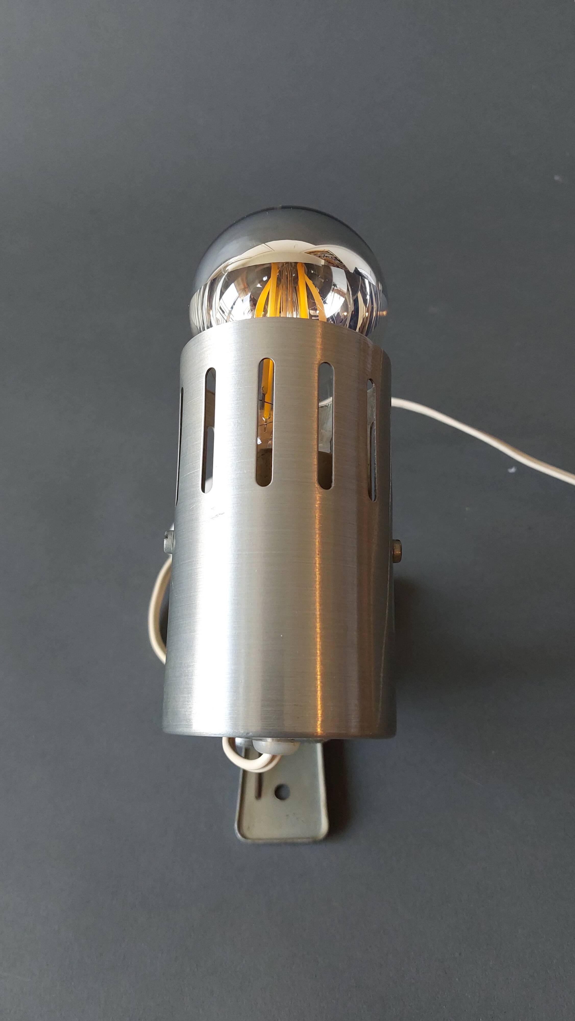 Vintage 1960 brushed aluminum clamp spotlight.