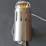 Vintage 1960 brushed aluminum clamp spotlight.