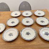 Service of 10 flat ceramic plates St Amand Marie-Rose vintage 20s/30s