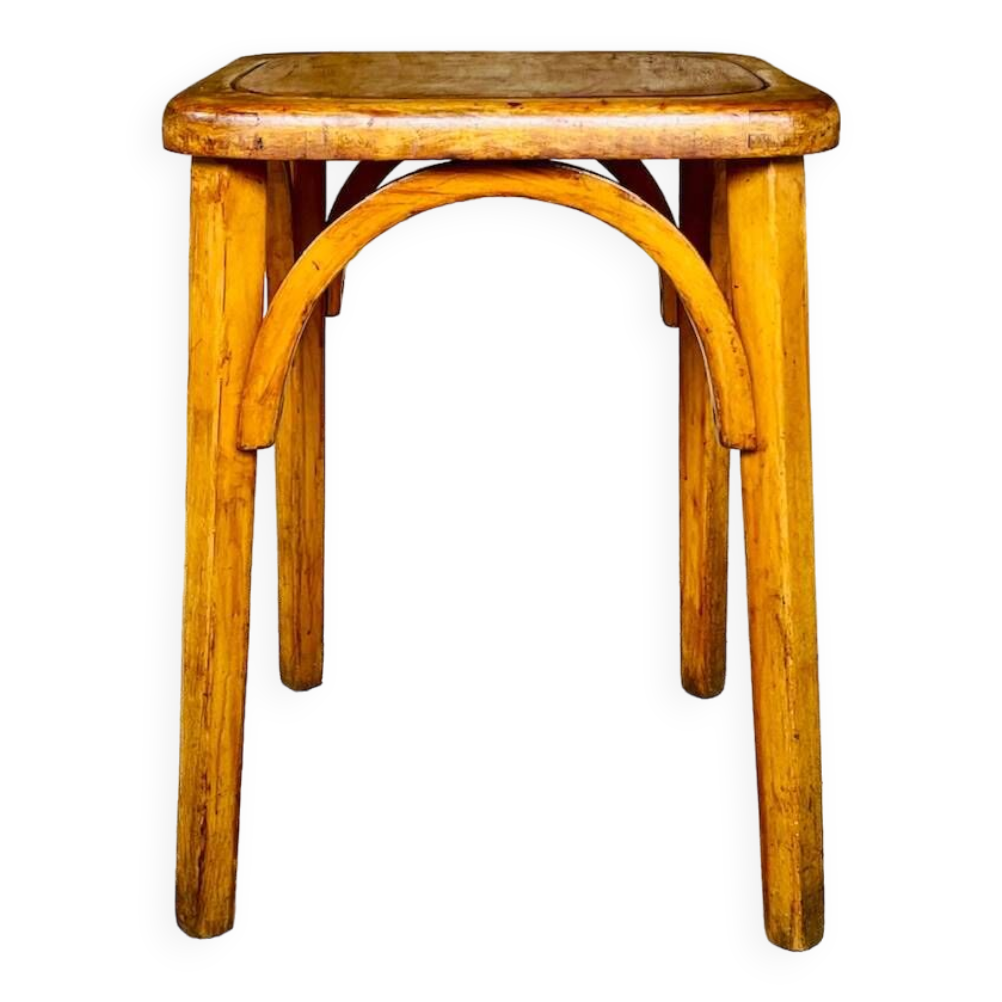 Bistro stool, curved wood by Stella, circa 1950s