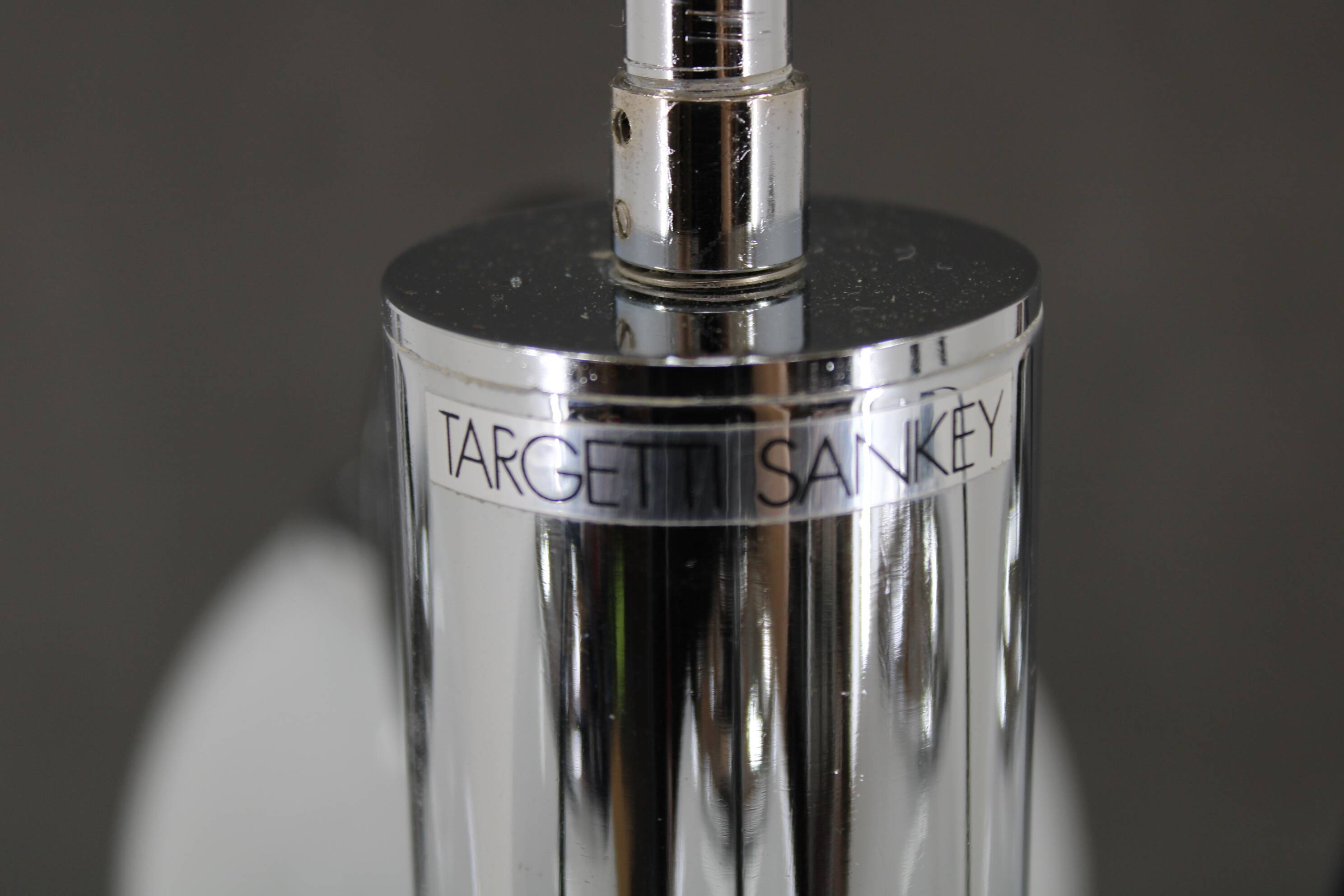 1970s Targetti Sankey Italian Chrome and Opaline Glass Chandelier