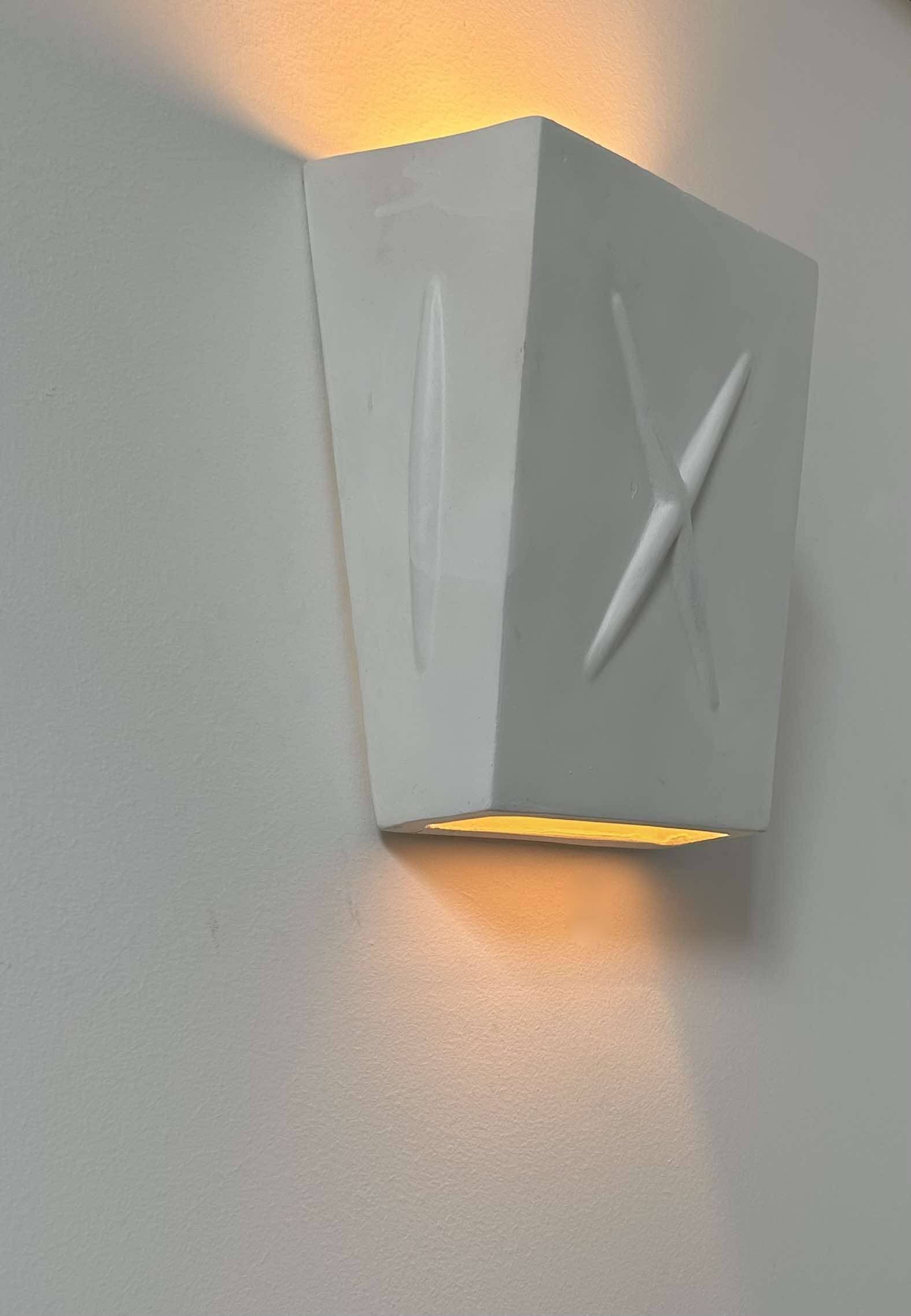 Vintage plaster wall light, matt white, France 1970