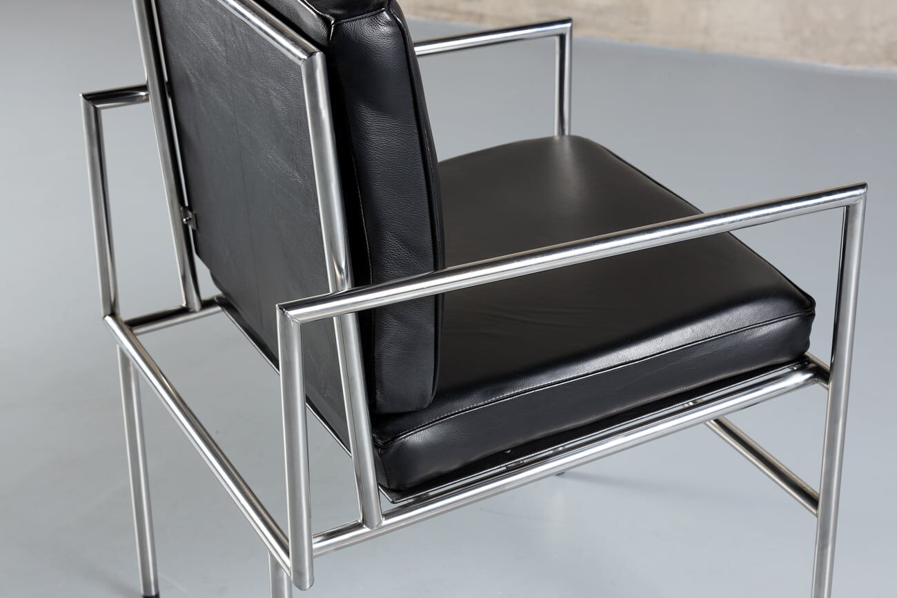 Leather armchair in aluminium, Italy, 1970s