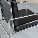 Leather armchair in aluminium, Italy, 1970s