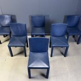 Set of 6 blue Arcadia dining chairs by Paolo Piva for B&B Italia, 1980s