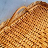 Woven rattan plateau 60s