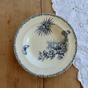 Antique blue ironstone deep plate – Grand Dépôt Émile Bourgeois
