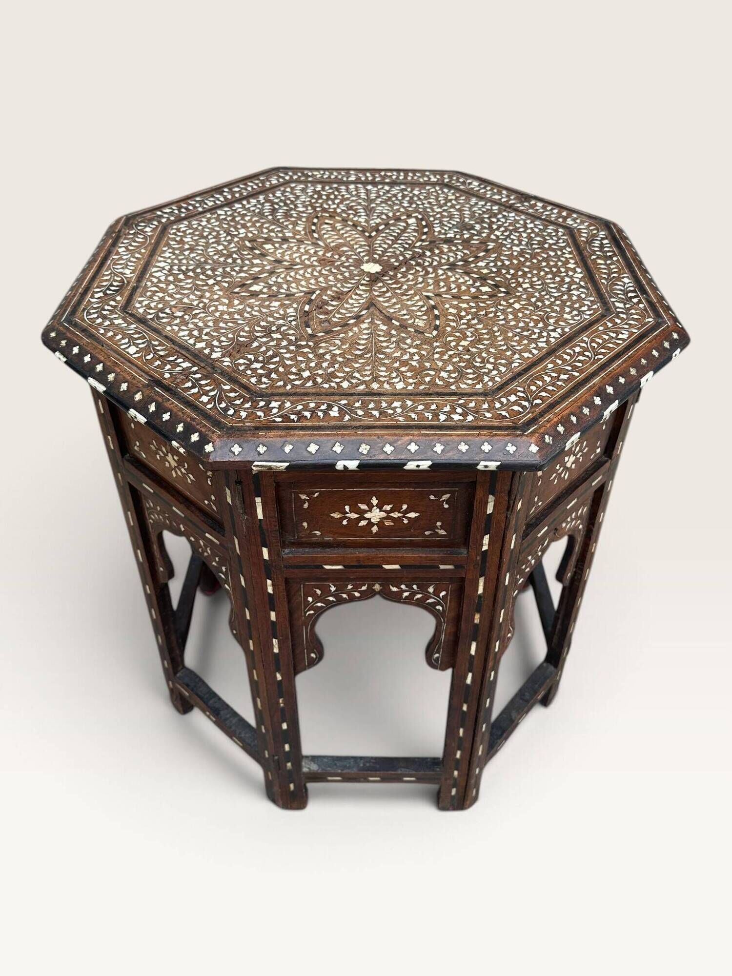 Hoshiarpur octagonal side table, rosewood, mother-of-pearl and bone, 1880