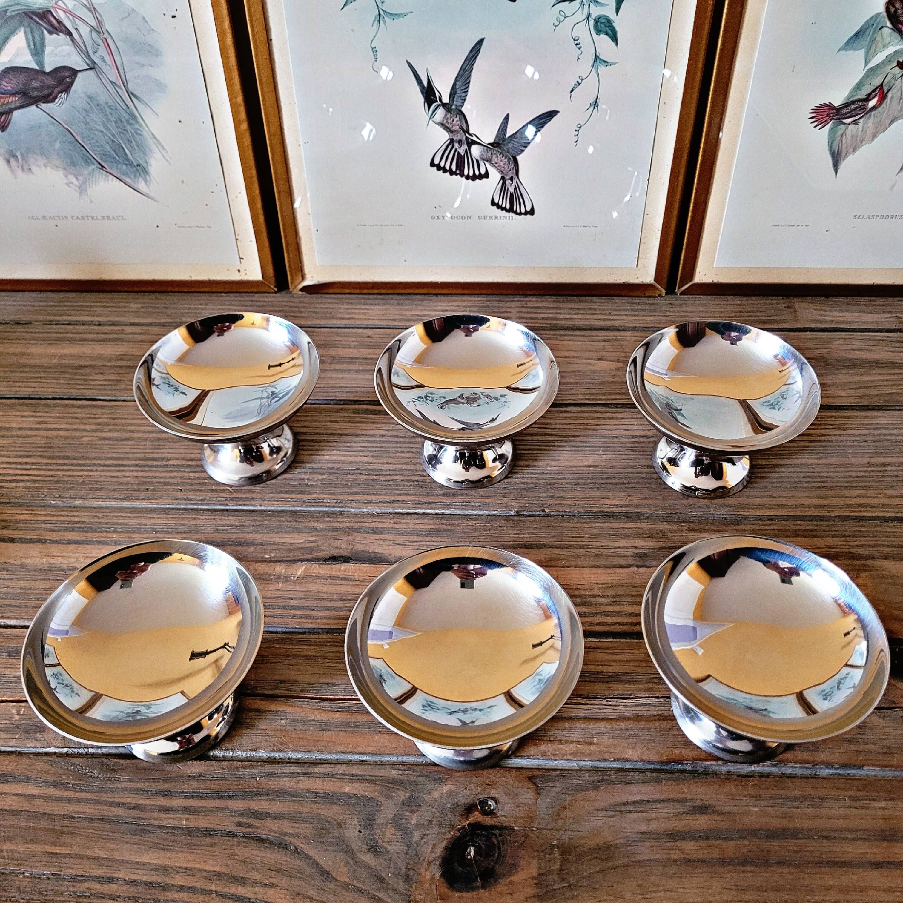 6 vintage stainless steel ice cream cups by Guy Degrenne (dessert, sorbet)