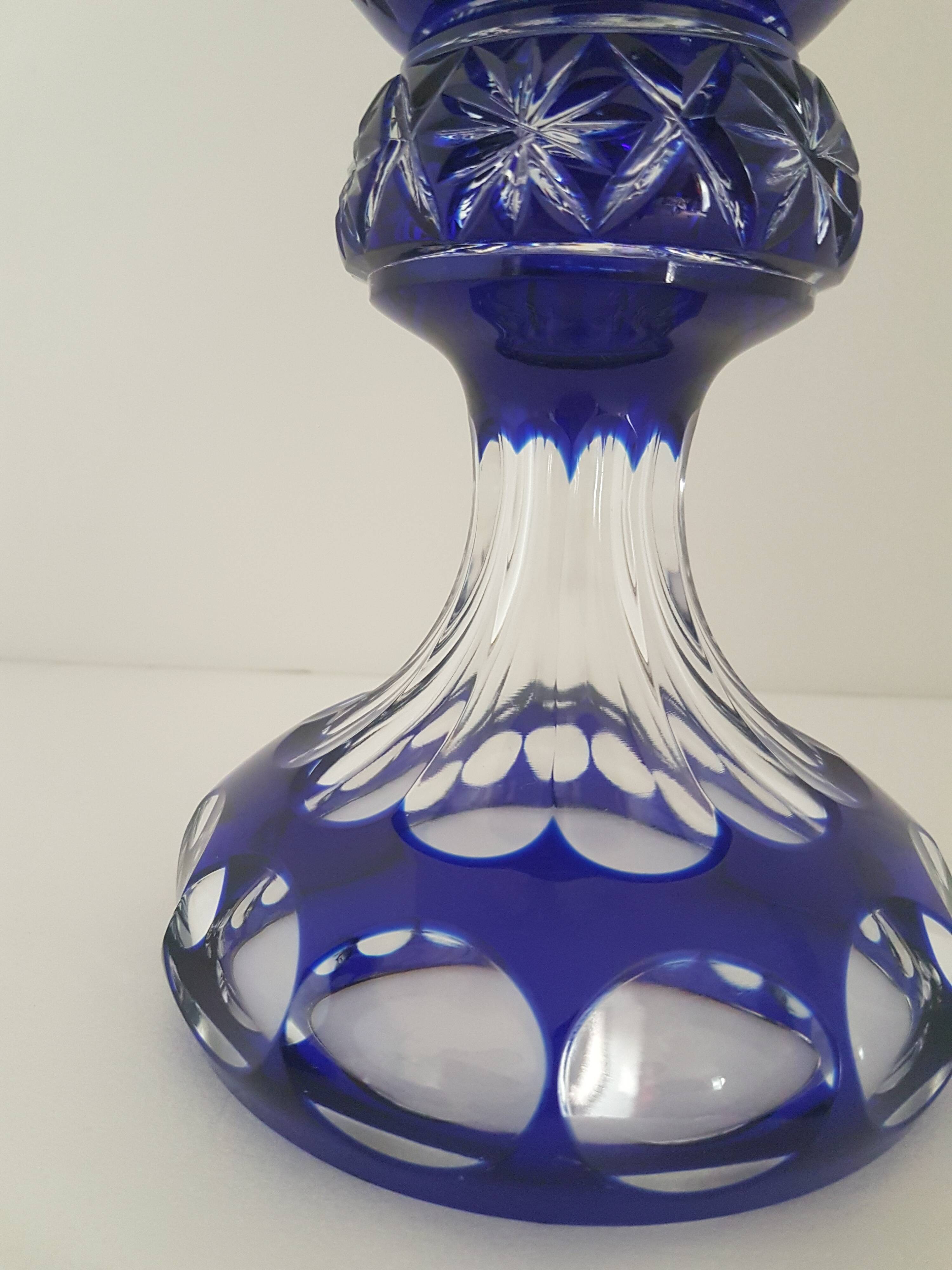 Vase bleu cristallery of lorraine - large model