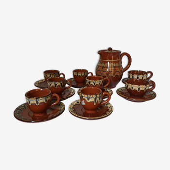 Service à café en céramique vernissé marron