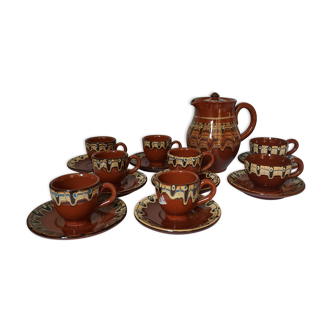 Brown glazed ceramic coffee service