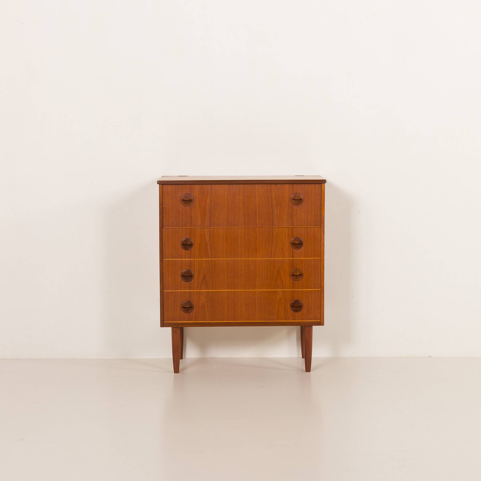 Danish mid century teak chest of drawers with hidden vanity, 1960s