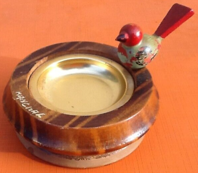 1950s hand ashtray turned wood bird décor