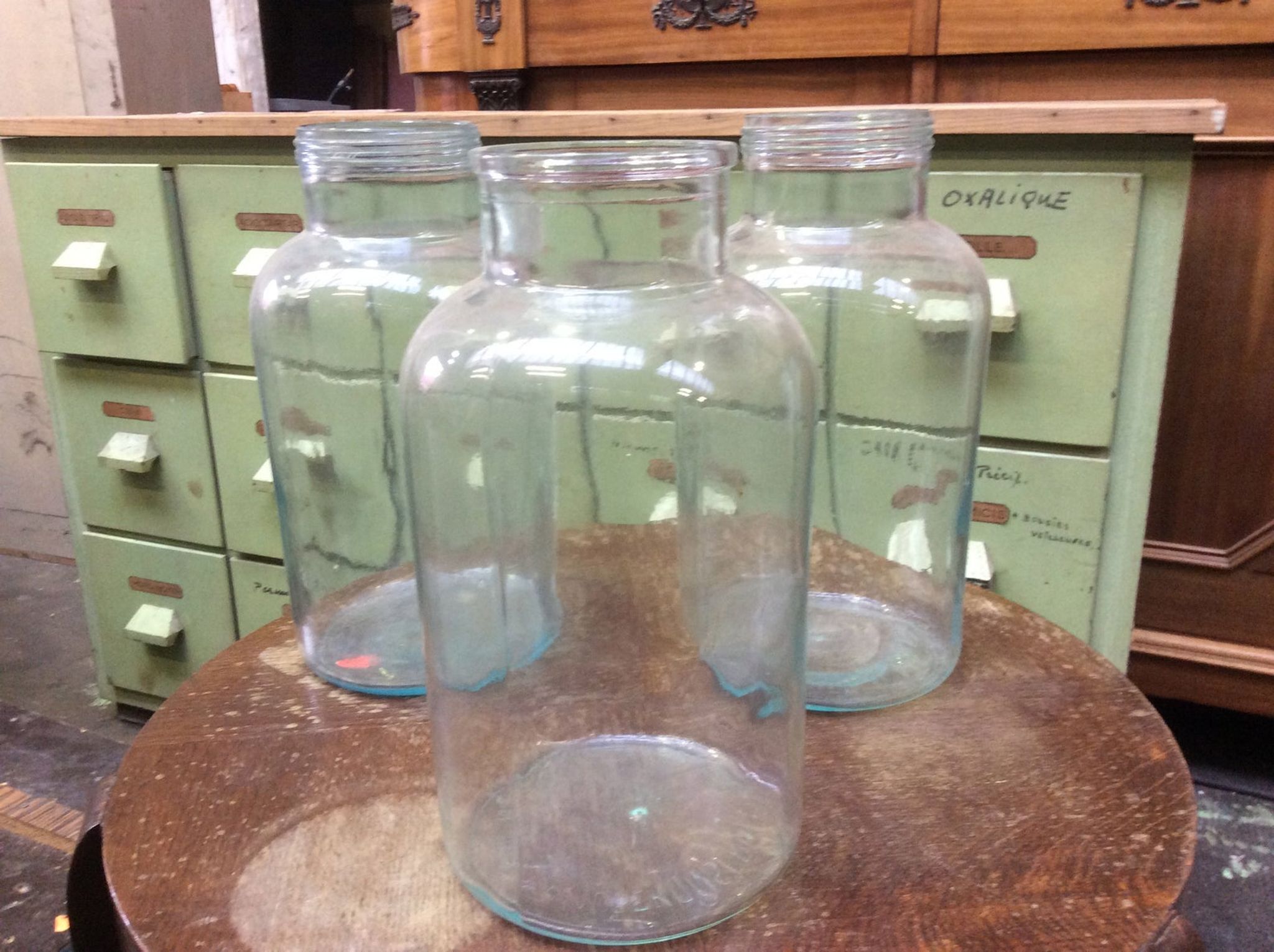 Bombonnière vintage de commerce en verre