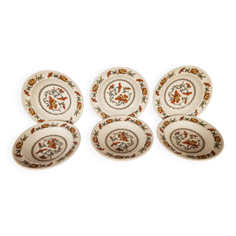 6 soup plates Syracuse Sarreguemines Flower Decor