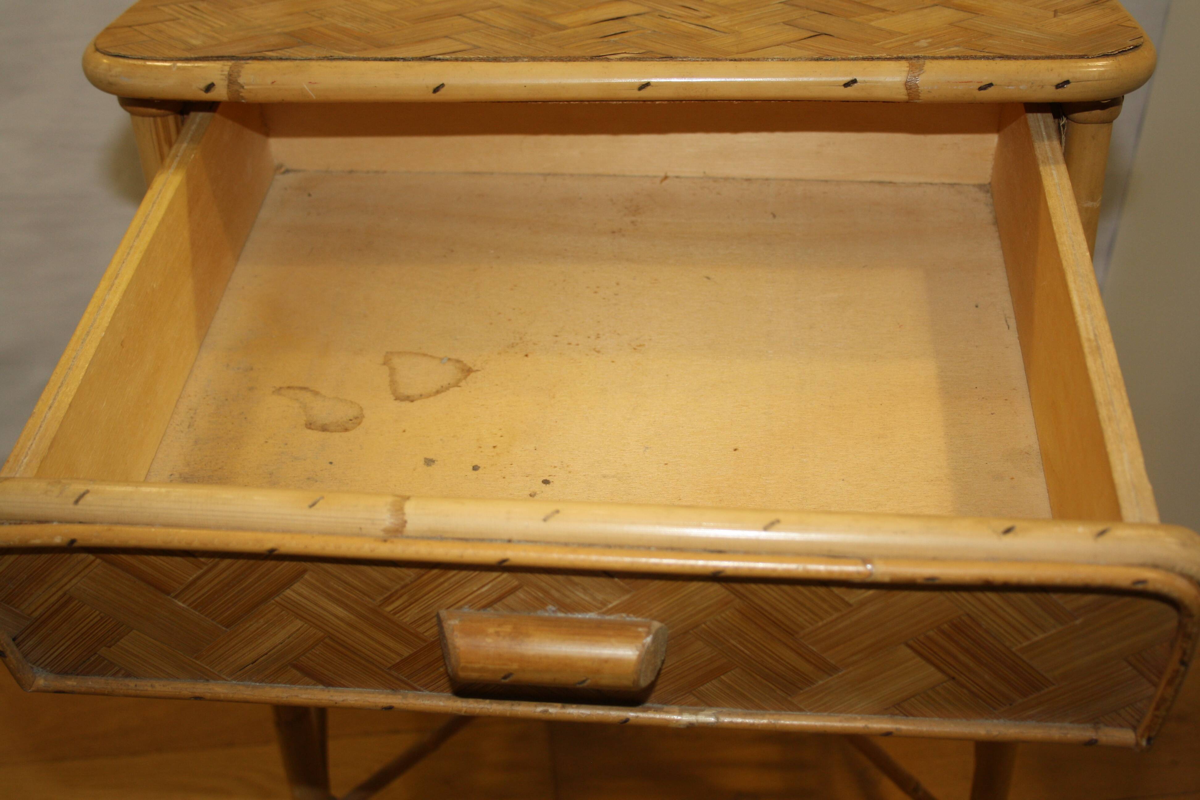 Vintage rattan bedside table