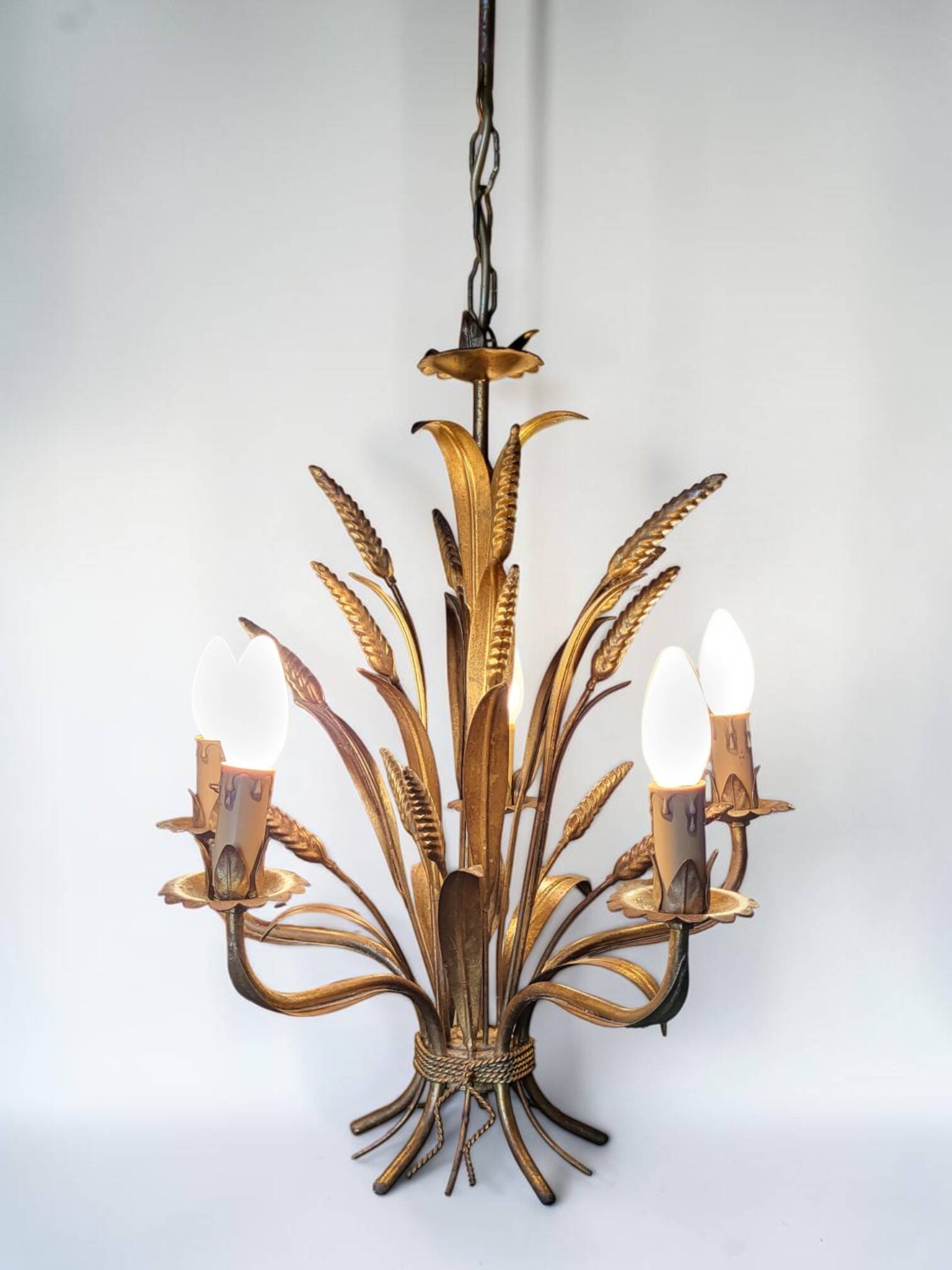 Lustre métal doré Hollywood Regency, Hans Kögl 1970's