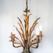 Golden metal chandelier Hollywood Regency, Hans Kögl 1970s