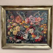 Original Still Life Oil on Canvas “Still Life with Flowers” by F. Wiegand