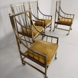 Unique set of mid-century style dining and lounge chairs – gilded, made between 1940-1948 by Flanders Industries Inc, Fort Smith, Arkansas