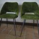 Pair of chairs tonneau moumoute green feet metal compass