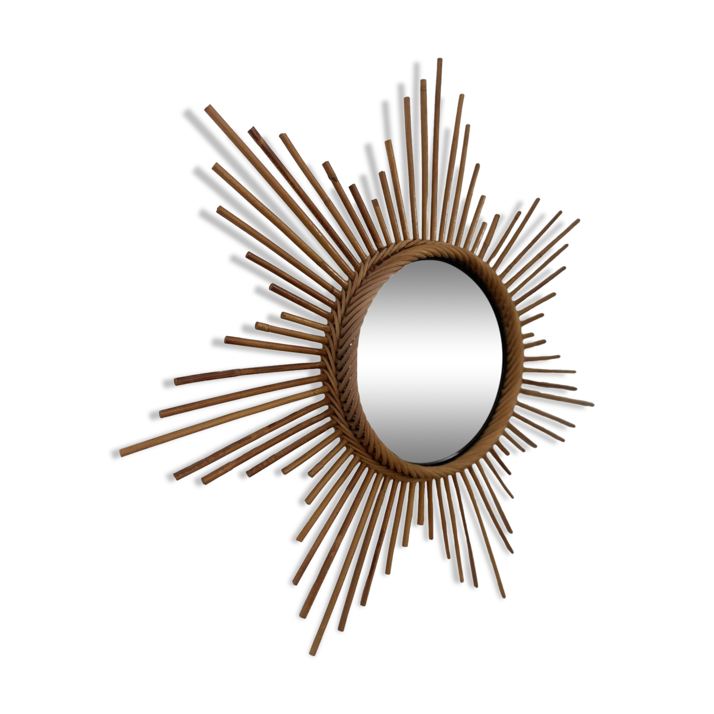 Vintage rattan sun mirror