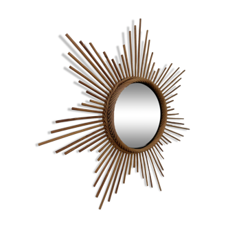 Vintage rattan sun mirror