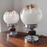Paire de lampes mazzega 1970 verre de Murano