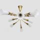 Modernist chandelier with 10 brass branches and white glass tubes, 1970s