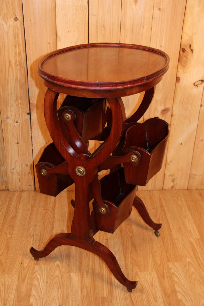 Mahogany Side Table, English, Magazine Holder