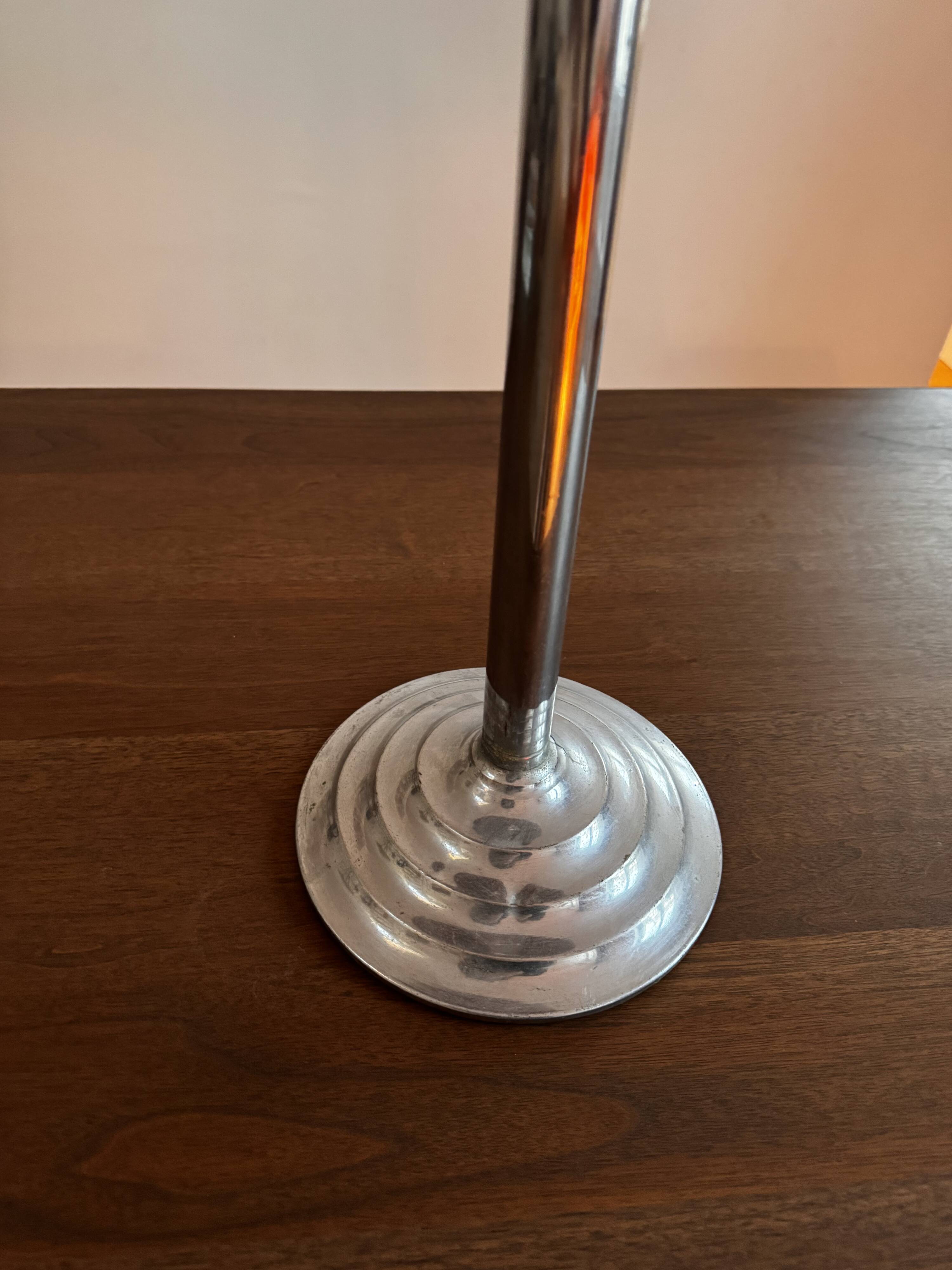 Modernist metal and leather standing ashtray