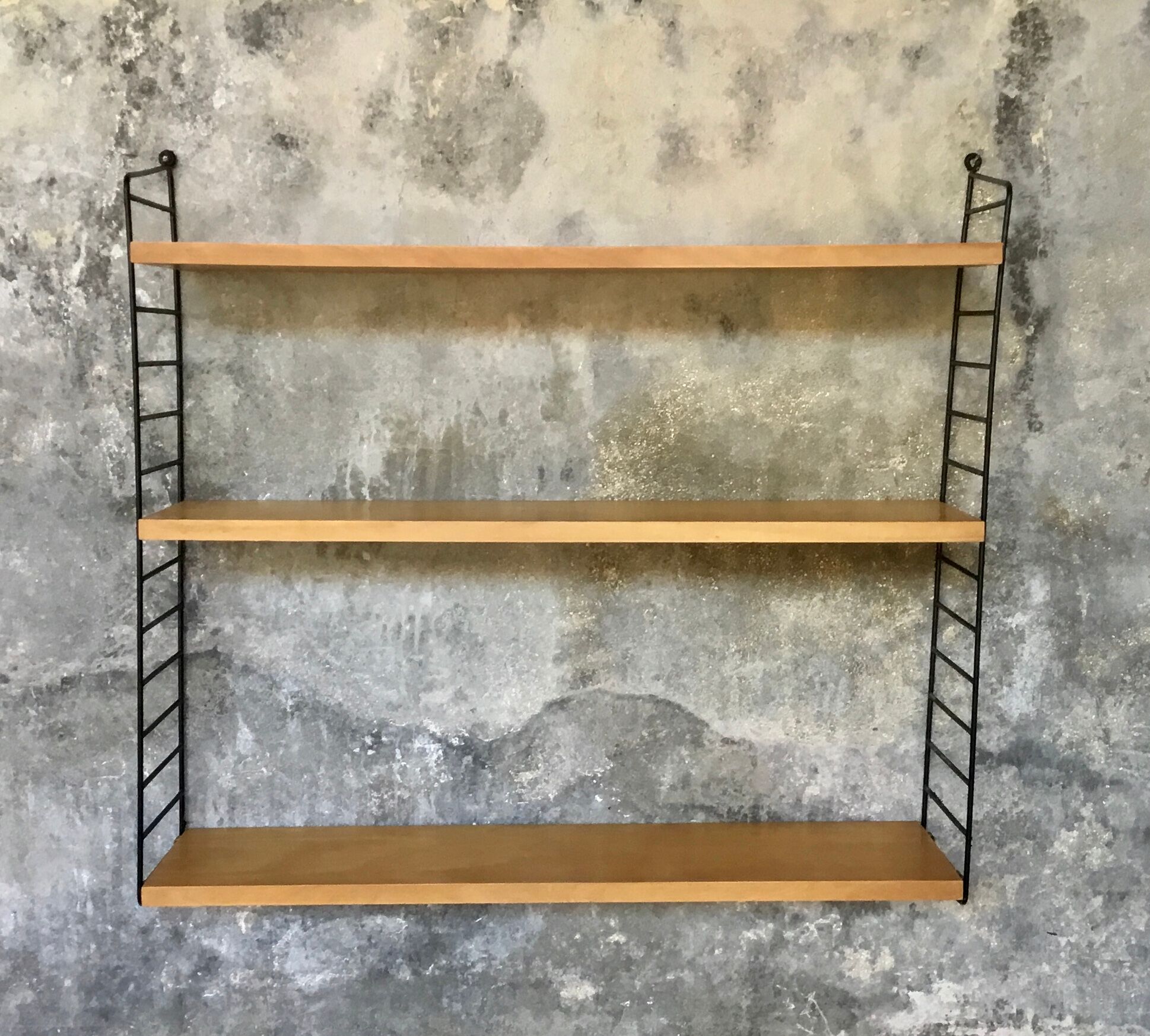Modular wall shelf Nils Nisse Strinning wood and metal - 1960