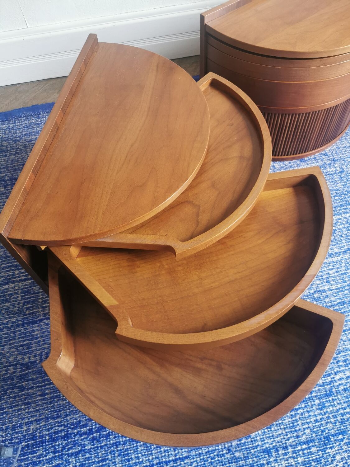 Pair bedside tables vintage teak scandinavian