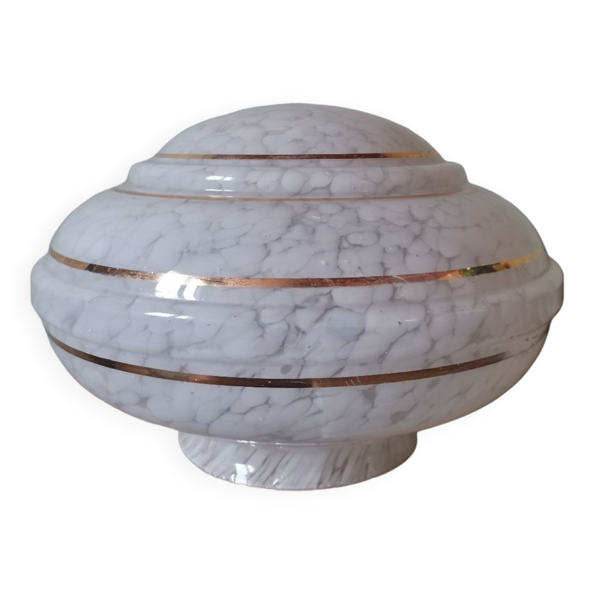 Lamp globe supension vintage ceiling lamp in white clichy glass Golden border