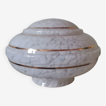 Lamp globe supension vintage ceiling lamp in white clichy glass Golden border