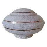 Lamp globe supension vintage ceiling lamp in white clichy glass Golden border