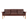 Brown leather sofa, Danish design, 1960s, designer: Hans Olsen, production: CS Møbler