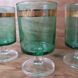 4 red wine glasses with emerald green stem and gold rim Luminarc