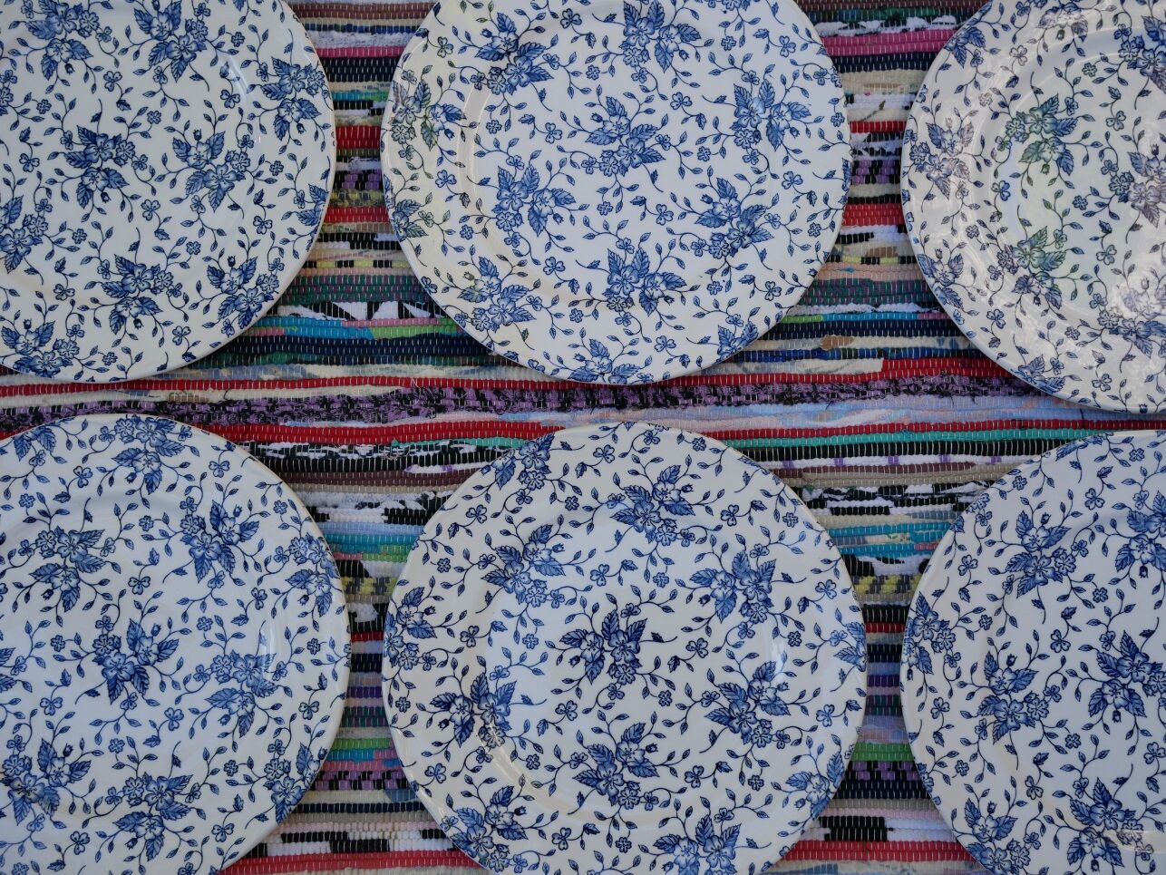 6 plates flat flowers vintage by Grindley